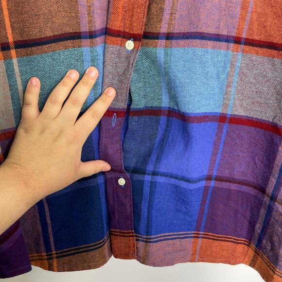 Old Navy The Boyfriend Shirt multi-color plaid flannel shirt women's 3X - Picture 6 of 11